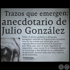 Trazos que emergen: anecdotario de Julio Gonzlez - Por FERNANDO COLMN - Domingo, 03 de Setiembre de 2017 